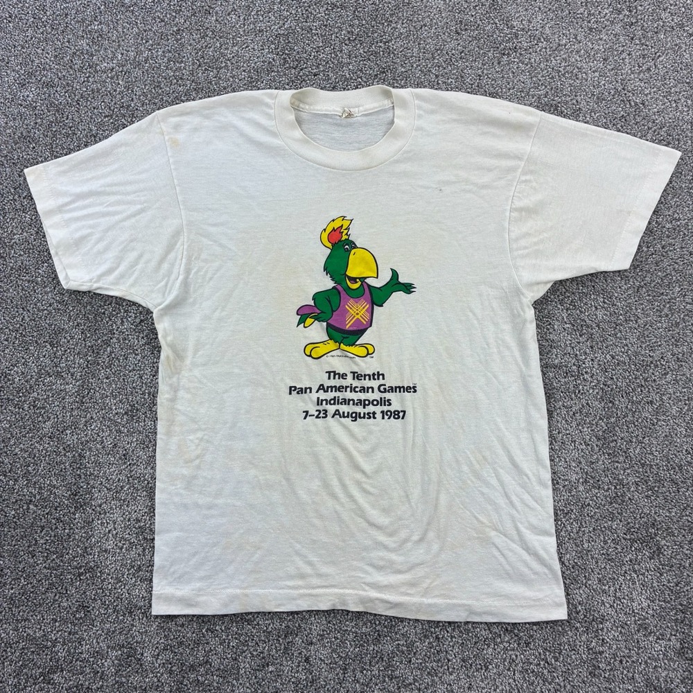 Vintage 1987 The Tenth Pan‎ American Games Shirt Mens Large White Indianapolis